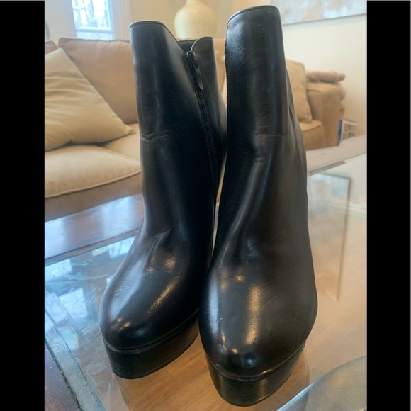 Charles David black leather platform stiletto boots size 8 B - Picture 3 of 7